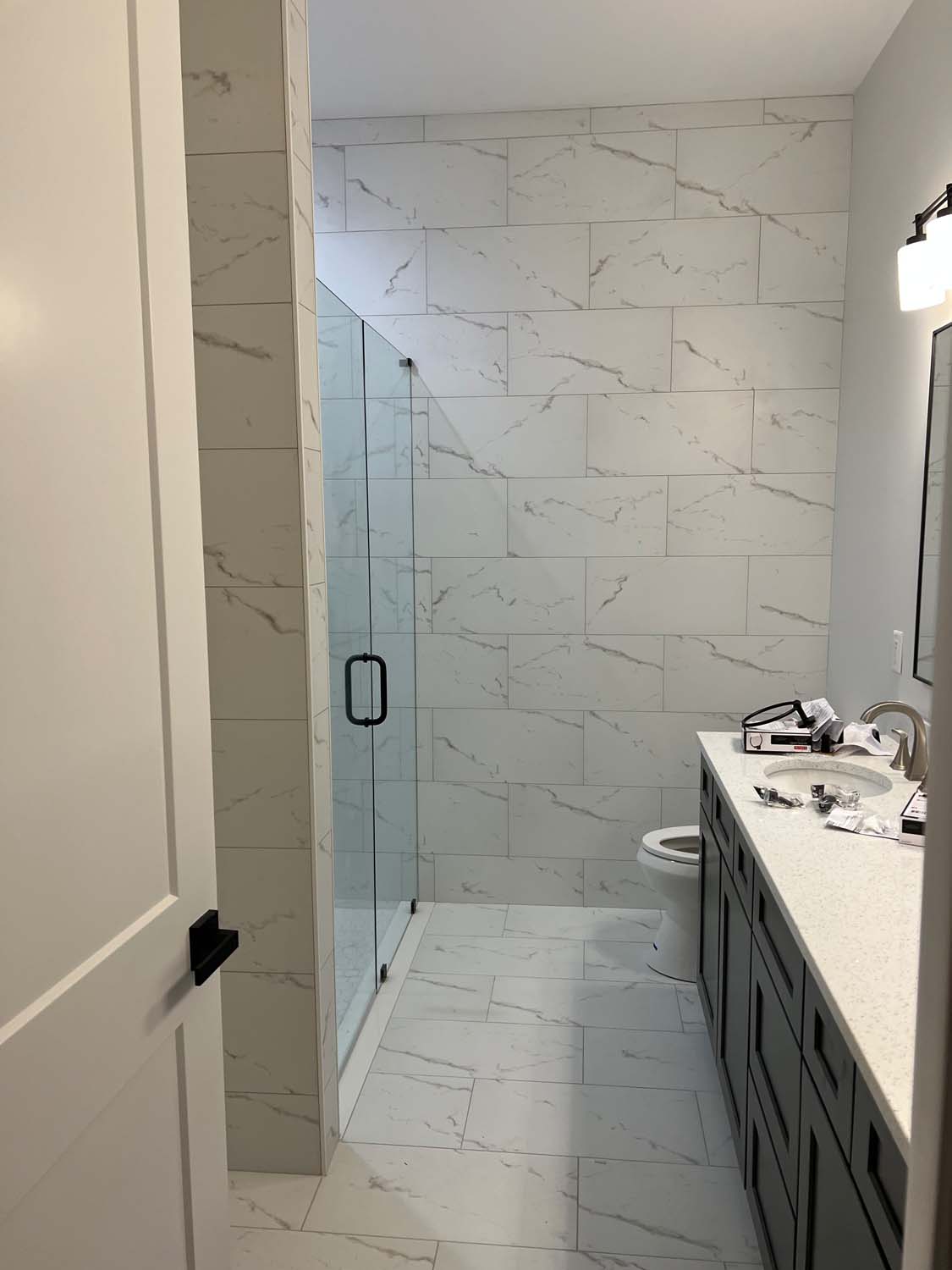 Bathroom tile installation